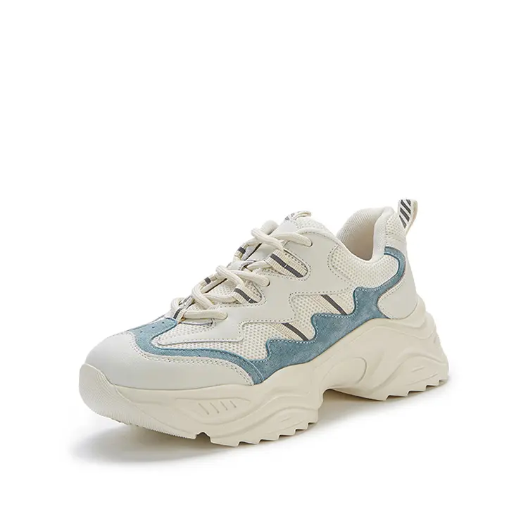 Fujian Supplier Custom Logo Cozy Outsole Beige Fashion Platform Sneaker Shoes Sports For Women And Ladies